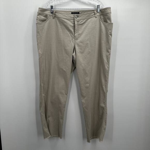 Lafayette 148 Pants Womens 18W Beige Croc Embossed Stretch Cotton Straight Leg - Picture 1 of 14
